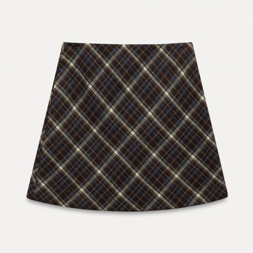 EGGKA Korean retro plaid high-waisted A-line skirt slim casual commuting arm-wrapped short skirt E25B3855YM Kalange M