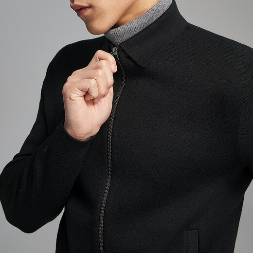 Youngor dense fleece wool sweater men's sweater jacket men's 25 autumn and winter warm and comfortable skin-friendly lapel black VWHW619961AFA S 95cm (recommended 105-125Jin Jin equals 0.5 kg)