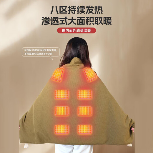 YOSHOY Heating Blanket Electric Heating Shawl Blanket Warm Cloak Electric Heating Warming Blanket Multifunctional Heating Blanket USB Power Bank Warming Blanket Birthday Christmas New Year's Day Valentine's Day Gift Light Green丨Brand Gift Box丨5000mAh Power Bank