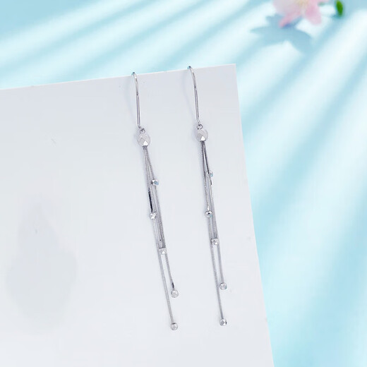 Laofu gold platinum tassel bundi bead earrings bundi bead earrings about 2.7g