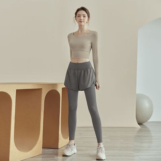 Kashiwa Chao Youyou Yoga Wear Women's Autumn and Winter New Sports Top with Breast Pad Feeling Running Pilates Training Fitness Wear Ginkgo Ultra-Stable Fixed Cup S Recommended Weight 95Jin Jin is equal to less than 0.5kg