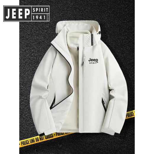 JEEP SPIRIT Jeep Autumn and Winter Jacket Three-in-One Jacket Men's Outdoor Sports Thickened Jacket Men's Windproof and Waterproof Upgraded Three-in-One-Black XL Recommended Height 165-175c