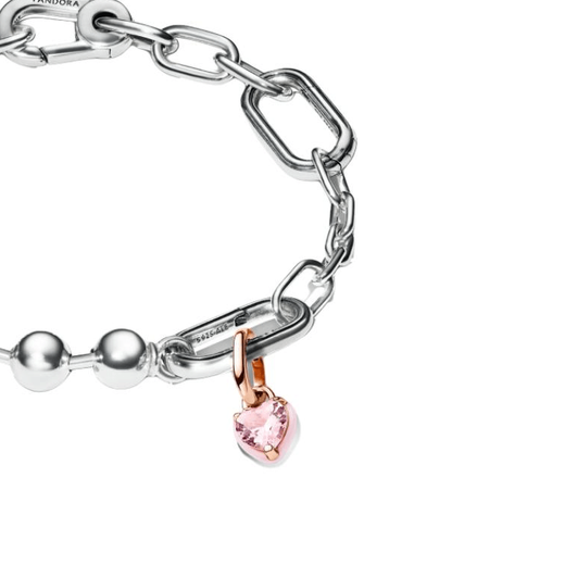 PANDORA Pandora Love Design 925 Silver Gold Plated Copper Silver Alloy Glass Bracelet Men and Women Same Style Couple Silver Brand Original Box 16cm