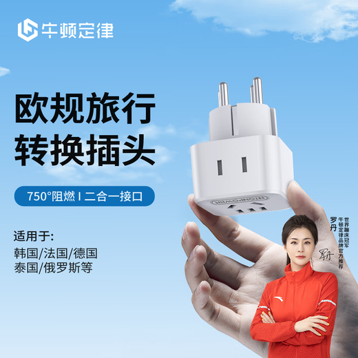 Newton's Law European Standard Conversion Plug Multi-Country Travel Socket/Converter Suitable for Korea/Russia/France/Germany Italy/Spain/Greece/Vietnam, etc. 2 jacks