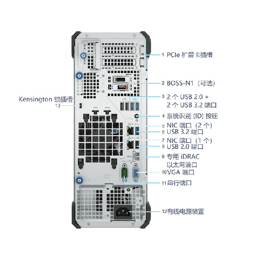Dell (DELL) PowerEdge T160 Small Tower Server Workstation Desktop Computer Host ERP Storage Server Xeon E-2488 with E2425H Monitor 64G Memory丨480G Enterprise+2x2T Desktop Class