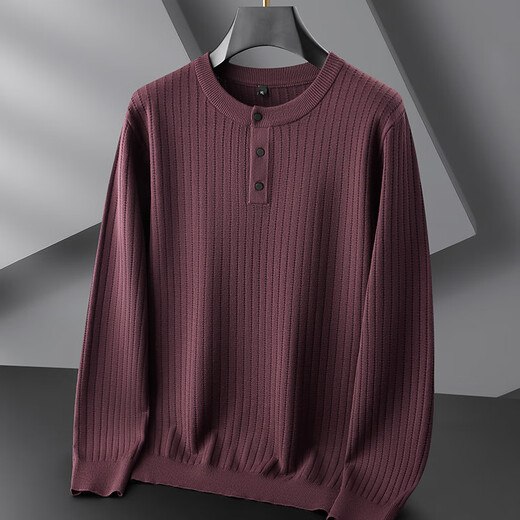 GOLDLION G+ Jinlilai broken code 2026 plus fat plus size men's Henry collar long-sleeved sweater autumn and winter inner striped sweater men's large black 2XL