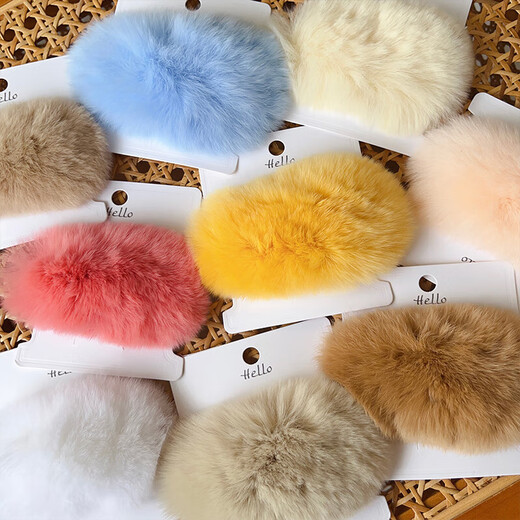 Autumn and winter mango hairpin plush mango core hairpin Rex rabbit fur side bangs bb clip high-end broken hair side clip yellow