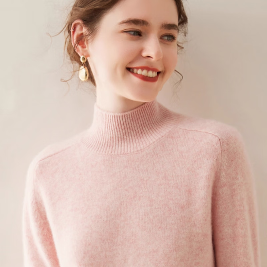 Ordo City Cashmere Sweater Women's 2025 Autumn and Winter New Thick Solid Color Warm Sweater Cashmere Knitted Bottoming Sweater Gao Yatuo S 80-100Jin Jin is equal to 0.5 kg