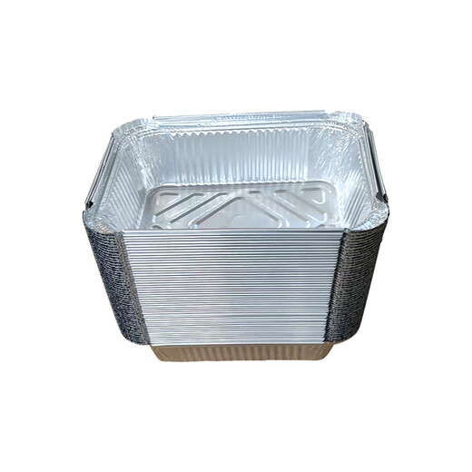 Zhongyuan Jiademei rectangular tin foil box with lid air fryer aluminum foil tray reusable oven barbecue special size packaging F185 700ml length 18.5CM*50 pieces