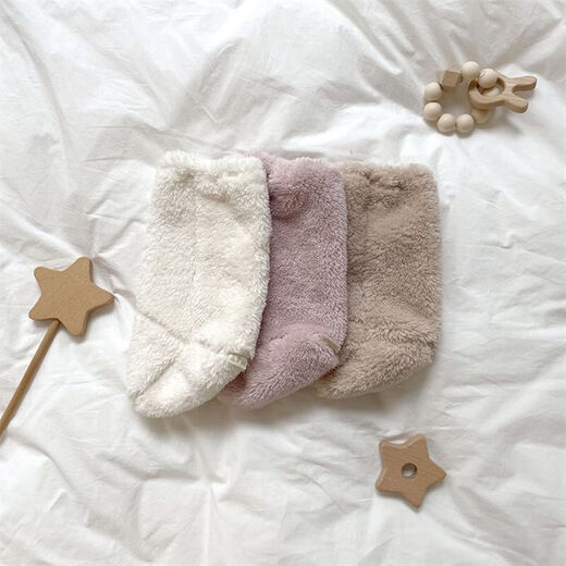 Jingmengyuan baby children's socks and foot covers, autumn and winter newborn shoes, thickened and warm children's socks, foot covers, sleeping children's socks, khaki