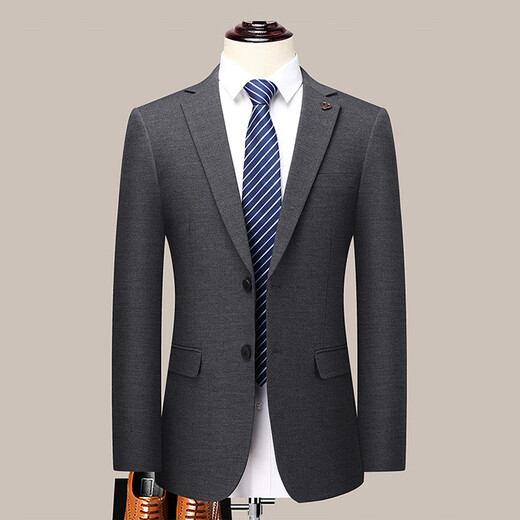 BOSS men's wool suit suit 2024 new spring and autumn gray double slit men's wedding suit jacket two-piece set - gray 2XL 185 suitable for 155-170Jin Jin equals 0.5 kg