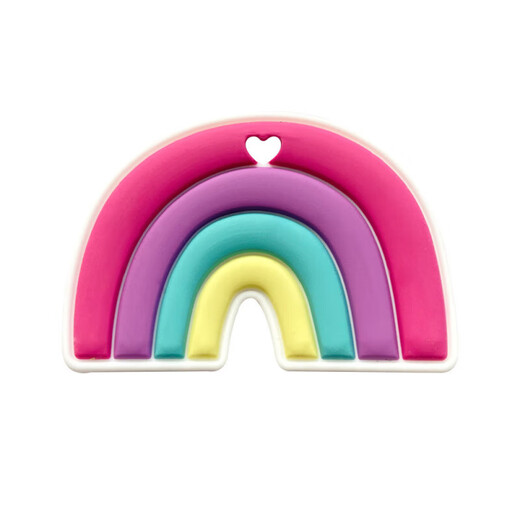 Rainbow chewable baby anti-biting hand food-grade children's oral molar stick can be boiled silicone teether dark blue 1 pack