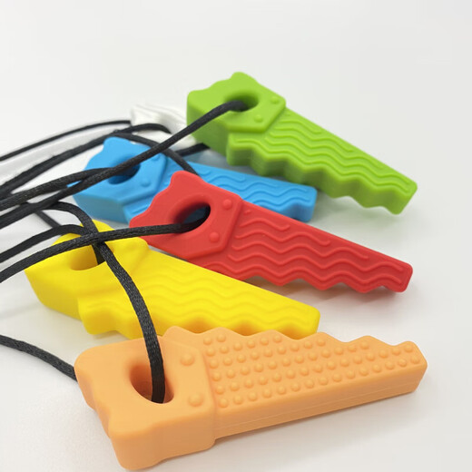 Children's oral anti-loss period soothing gum baby teething stick serrated silicone teether must-have for older children blue 1 pack