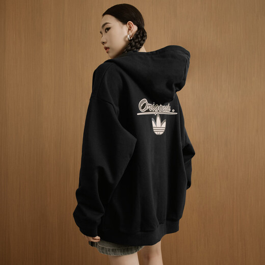 Adidas 2025 New Knitted Sports Hooded Jacket Jacket for Men and Women Autumn Adidas Clover Black L