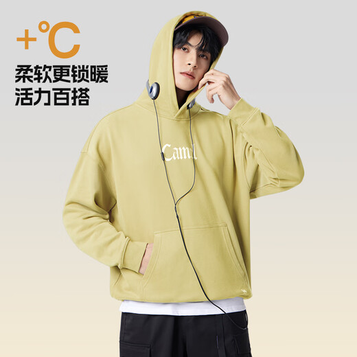 Camel (CAMEL) hooded sweatshirt men's autumn and winter Wang Junkai's same style American trendy loose plus velvet thick long-sleeved T-shirt M34CA88738A