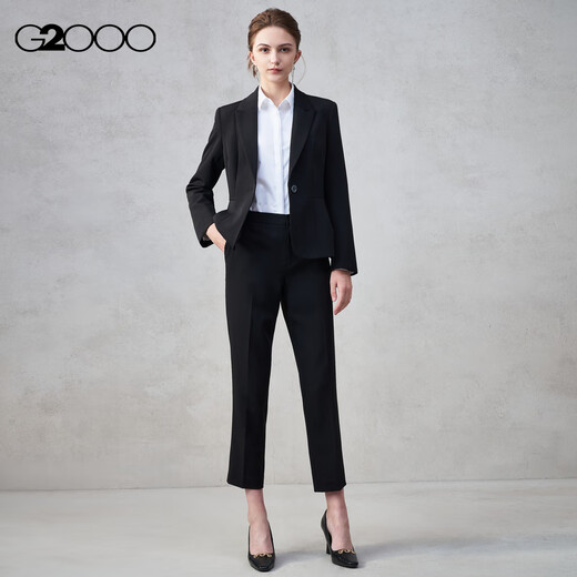 G2000【多面弹性/商场同款】女装2026春秋商务通勤正装修身西服套装 西服-多面弹-黑色修身 L 38