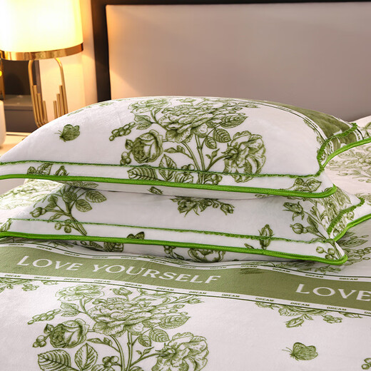 Nanjiren (Nanjiren) Jiangsu Nantong milk velvet four-piece set double-sided velvet new Chinese style French velvet baby velvet coral velvet winter quilt cover milk velvet - Monet Garden high weight thick warm bed skirt style 2.0m four-piece set - quilt cover 220x240cm