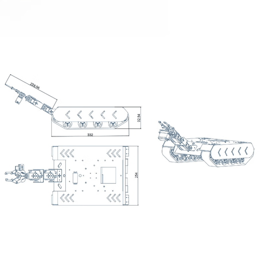 Lingle TS100L crawler type off-road shock-absorbing car ROS robot open source development platform unmanned vehicle chassis model customized model single chassis with electronic control + robotic arm version 11-wire Hall encoder