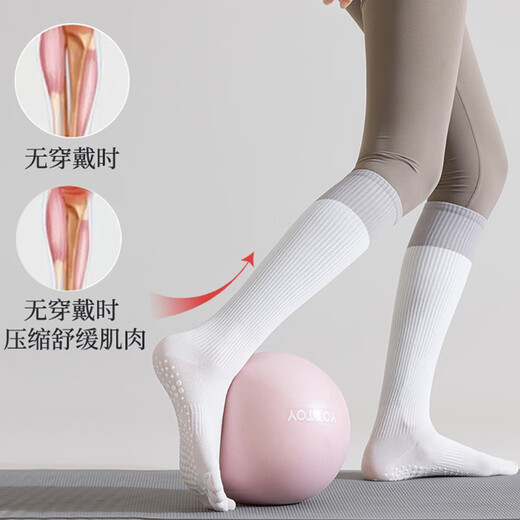 Duofanlian Pilates five-finger yoga socks anti-slip adult indoor sports socks calf pressure socks autumn and winter floor socks XDK3 purple one size