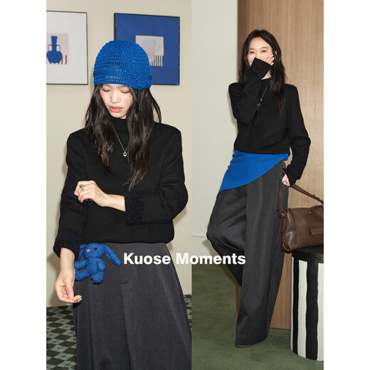 Wide white velvet half-turtleneck sweater and sweater with 25 autumn and winter new women's black bottoming shirt top. Beige color. Posted on November 23. S