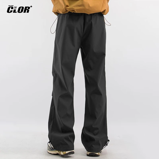 CLOR outdoor overalls men's autumn and winter windproof plus velvet sports hiking and mountaineering casual straight pants CL52 black L