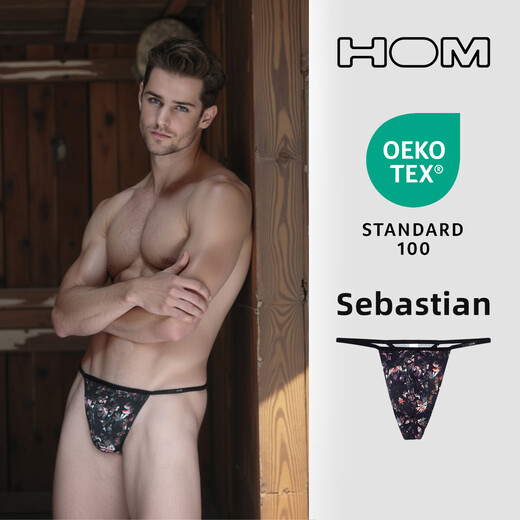 HOM French men's sexy thong revealing buttocks single underwear seamless low-waisted T-pants anti-rolling men's briefs S