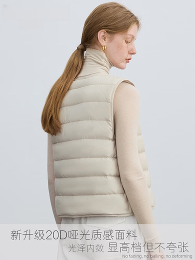 SENLIYA international light luxury high-end down jacket 95 pure white duck down vest for women V-neck coat with warm slim back light gray new national standard 95 pure white duck S