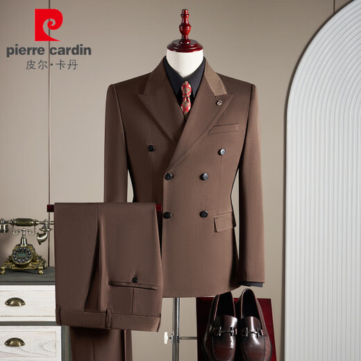 Pierre Cardin high-end wool suit men's suit groom wedding dress formal wedding high-end men's business casual suit emerald suit + trousers + vest L (110-125Jin Jin equals 0.5 kg)