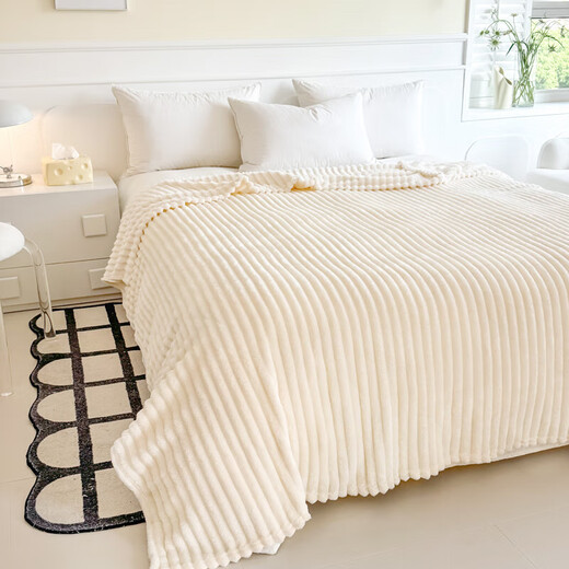 Light luxury rabbit down blanket, universal sofa cover for all seasons, office nap blanket, multi-functional functional blanket, bedding, white (active style) 100*150cm single blanket