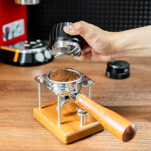 NEOUZA Xinze Press Powder Stand Italian Coffee Handle Bracket Powder Distributor Press Powder Hammer Base Solid Wood Stainless Steel 51mm-Metal Press Powder Stand