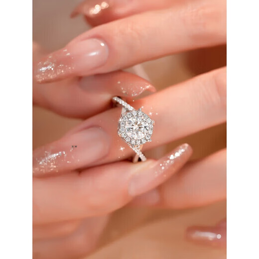 DR moissanite diamond ring platinum ring luxury wedding ring wedding diamond ring for girlfriend Royal Manor - 1 carat - US size 6 port number 12-13