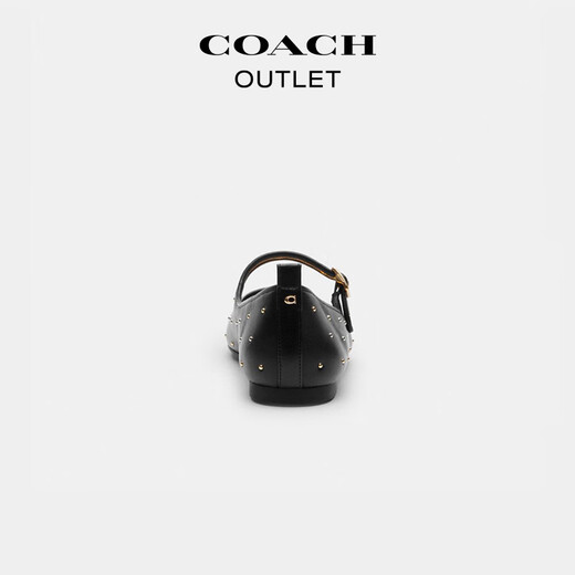 COACH New Year's gift Ole women's mini C-shaped rivet Mary Jane shoes black 38.5