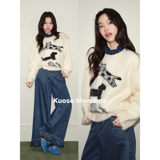 Wide apricot temperament soft and waxy pullover women's 2025 autumn and winter new loose slimming sweater top apricot S