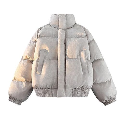 Katuchi American tie-dyed down cotton coat men's winter short high-collar bread coat cleanfit high-end cotton coat thick coat camel XL