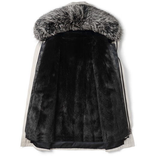 BABOCHEN Winter Parka Men's Fur Coat Winter Removable Mink Liner Fur Integrated Whole Mink Fashion Jacket Trendy Black (Full Mink Liner/Sleeves Plus Rabbit Fur) 3XL