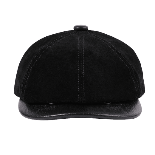 AOLU retro octagonal painter's hat autumn and winter men's cowhide all-match beret outdoor British style middle-aged and elderly baseball cap black XL (57-58cm)