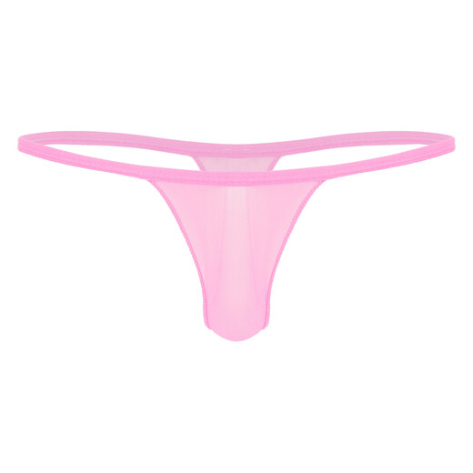 PYONGRAINS men's thong sexy underwear high elastic thin mesh soft transparent breathable sexy seamless white S