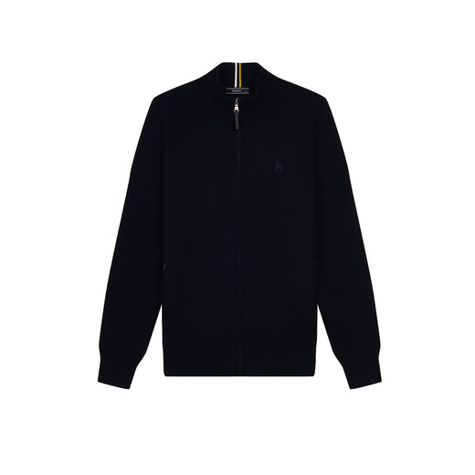 HAZZYS Men's Autumn and Winter Stand Collar Knitted Cardigan Outdoor Casual Wool Jacket Men's ABYZD0BCF01 Dark Navy Blue DN L (175/96A 48)