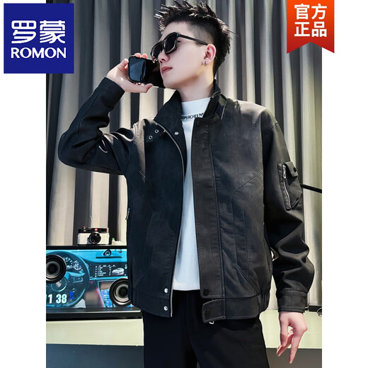 ROMON Spring and Autumn Style Handsome Street Leather Men's Motorcycle Leather Jacket 2026 New Slim Fit Korean Style Jacket Black Spring and Autumn Style M Recommended 85~110 Jin Jin equals 0.5 kg