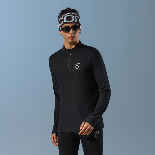Macondo (macondo) Coach Liu's same style Merino wool half-zip long T thermal insulation after running sweat 3A antibacterial one-piece male black XL