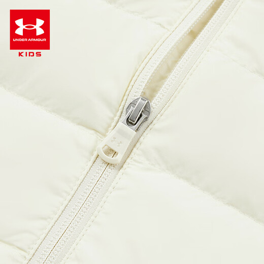 UNDER ARMOUR安德玛童装男女童立领百搭运动风轻薄羽绒服中性大童保暖短款外套 奶油白 170