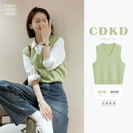 Spring 2025 new Korean style stacked sweater vest shirt two-piece vest women's style with a small fragrance style ++2025 vest new Chinese style national style vest stacked vest vest with a fragrance style S S