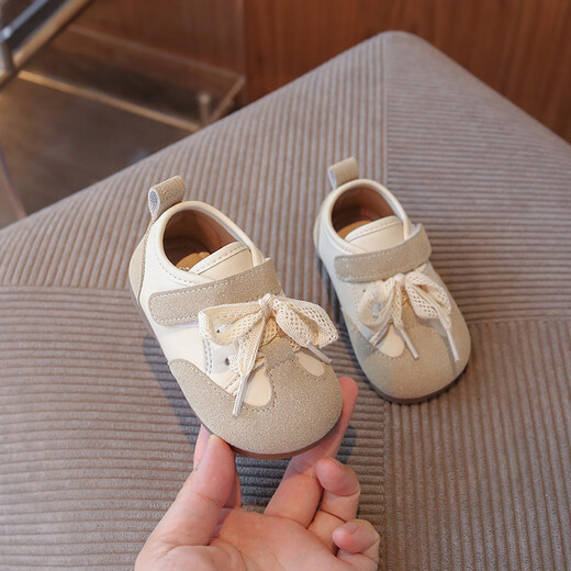 Terranis' same-quality autumn baby toddler shoes for girls aged 0 to 1-2 years old, Birkenstock shoes, sports moral training shoes, non-slip soft soles, beige 17, inner length 12.5cm