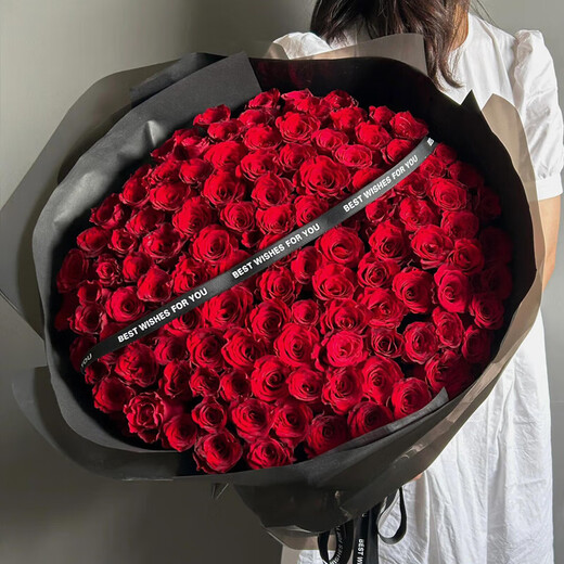 Bouquet of 99 red roses, express delivery of love, proposal, birthday gift to girlfriend, flowers delivered by local flower shop. I love you deeply丨bouquet of 99 red roses