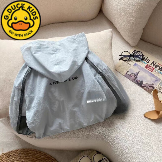 G.DUCKKIDS little yellow duck children's summer boys' sun protection clothing 2025 new breathable thin baby hooded zipper top jacket blue 120