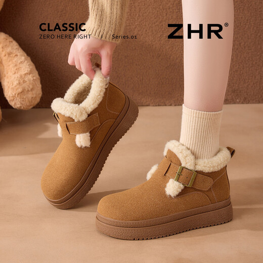 ZHR is the snow boots for women in winter plus velvet thick-soled high-top Birkenstock women's shoes warm and thickened northeastern cotton boots AB178B camel 38
