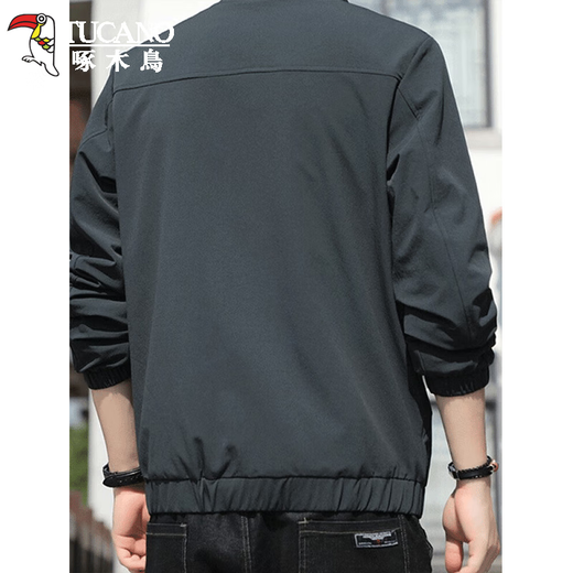 Woodpecker Jacket Men's Jacket Tops Men's Spring and Autumn New Business Casual Men's Wear Young and Middle-aged Stand-up Collar Jacket Clothes 9980 Dark Gray XL