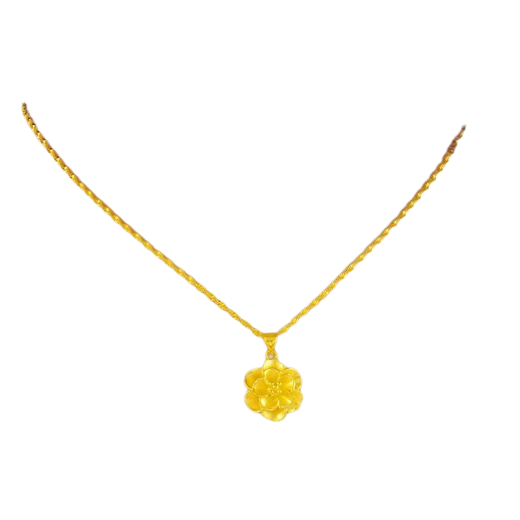 Other genuine gold stores have the same style 18K gold rose flower necklace, temperament pendant, heart-shaped fashionable mother's birthday gift, gold-plated s, blooming wealth and big flowers 2.58g