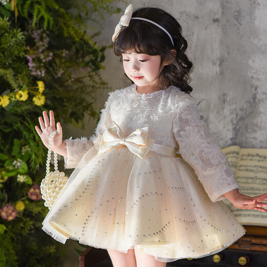Piggy Banner (PEPCO) girls dress winter style children's dress season little girl birthday dress princess dress champagne color 120