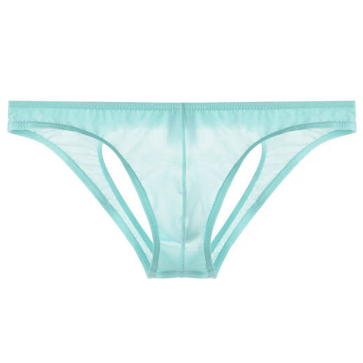 Ice silk double thong men's transparent underwear men's back empty hip lift seamless low waist sexy pants for boys solid color white M